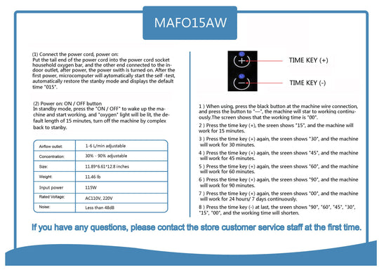 Oxygen Concentrator MAFO15AW-TTLIFE OXYGEN CONCENTRATOR